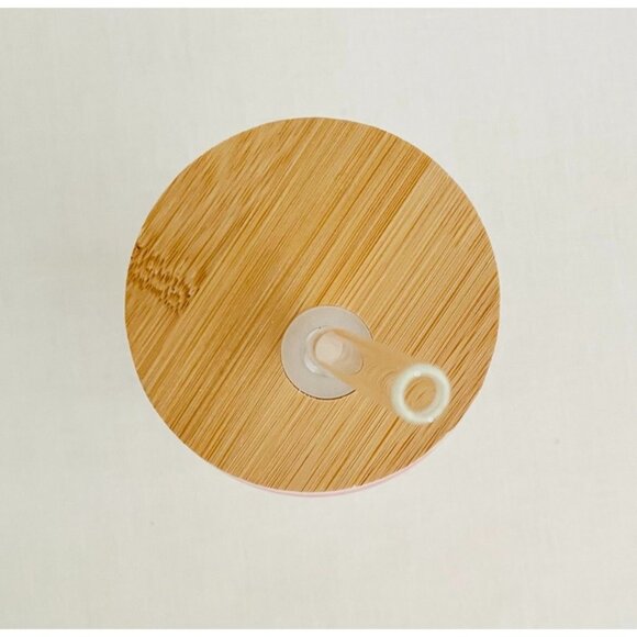 Pink Smiley Face Glass Tumbler 16 oz with Hearts Bamboo Lid and Glass Straw - Picture 3 of 10